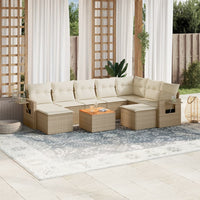 Set Divano da Giardino 10 pz con Cuscini Beige in Polyrattan 3257178