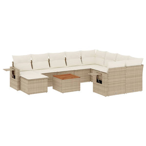 Set Divani da Giardino 11 pz con Cuscini Beige in Polyrattan 3257185