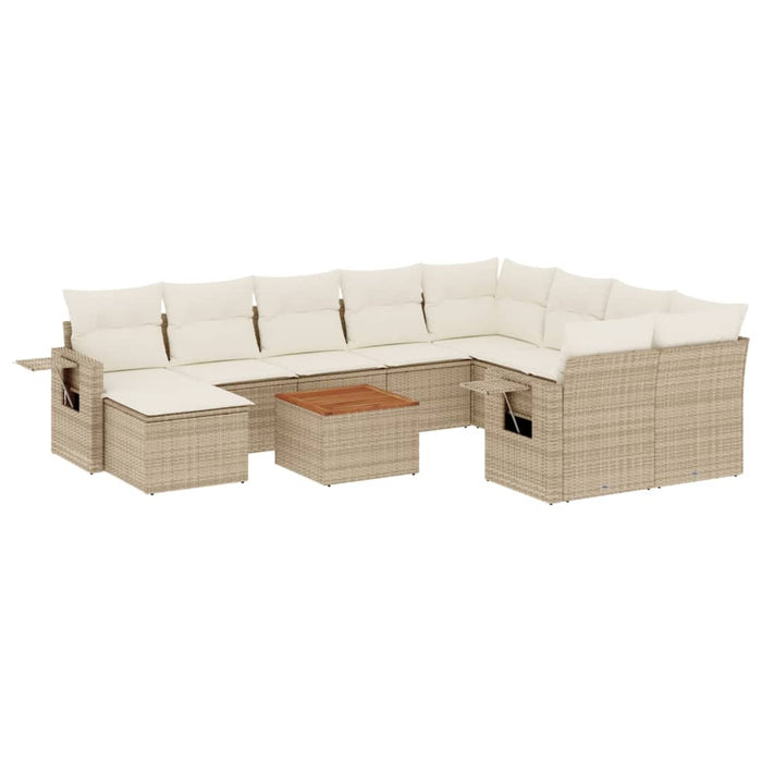 Set Divani da Giardino 11 pz con Cuscini Beige in Polyrattan 3257185