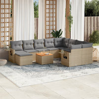 Set Divano da Giardino 11 pz con Cuscini Beige Misto Polyrattancod mxl 89201