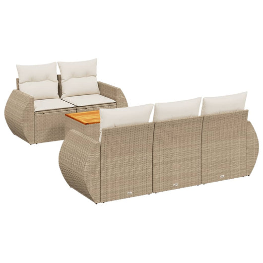 Set Divano da Giardino 6 pz con Cuscini Beige in Polyrattan 3257220