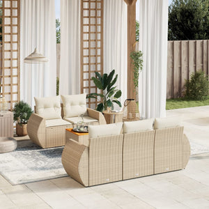 Set Divano da Giardino 6 pz con Cuscini Beige in Polyrattan 3257220