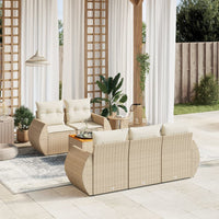 Set Divano da Giardino 6 pz con Cuscini Beige in Polyrattancod mxl 115575