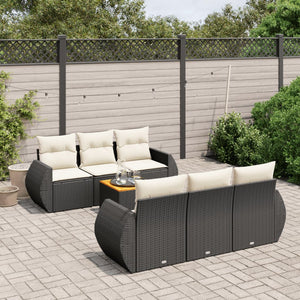 Set Divani da Giardino con Cuscini 7pz Nero Polyrattan 3257225