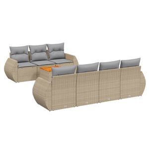 Set Divano da Giardino 8 pz con Cuscini Beige in Polyrattancod mxl 92833