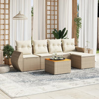 Set Divano da Giardino 6 pz con Cuscini Beige in Polyrattan 3257311