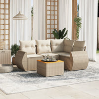 Set Divano da Giardino 5 pz con Cuscini Beige in Polyrattan 3257318
