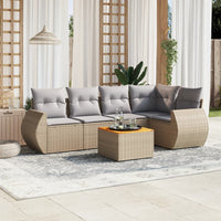 Set Divano da Giardino 6 pz con Cuscini Beige in Polyrattancod mxl 87989