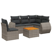 Set Divano da Giardino 6 pz con Cuscini Grigio in Polyrattan 3257341