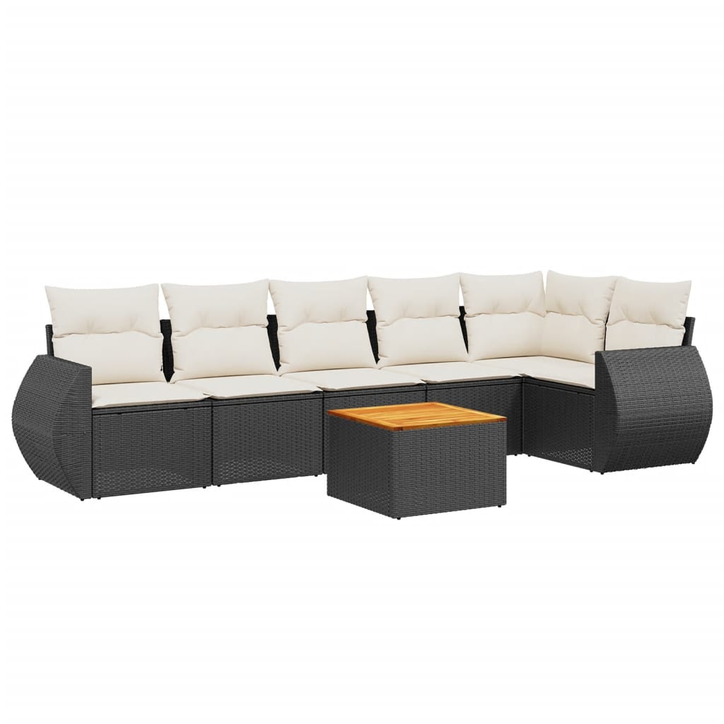 Set Divani da Giardino con Cuscini 7pz Nero Polyrattan 3257344