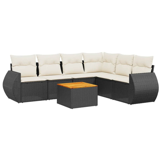 Set Divani da Giardino con Cuscini 7pz Nero Polyrattan 3257351