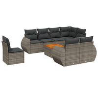 Set Divano da Giardino 9 pz con Cuscini Grigio in Polyrattan 3257432