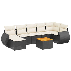 Set Divani da Giardino con Cuscini 8 pz Nero in Polyrattan 3257442