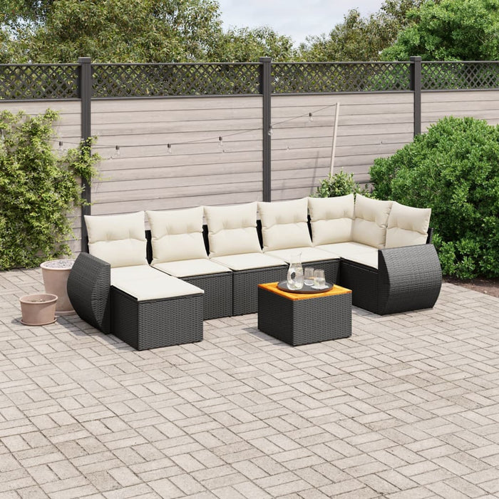 Set Divani da Giardino con Cuscini 8 pz Nero in Polyrattan 3257442