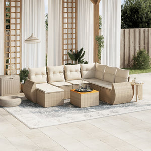 Set Divano da Giardino 8 pz con Cuscini Beige in Polyrattan 3257451