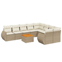 Set Divano da Giardino 10 pz con Cuscini Beige in Polyrattan 3257493