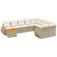 Set Divano da Giardino 10 pz con Cuscini Beige in Polyrattan 3257500