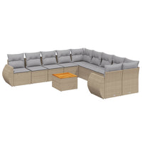 Set Divani da Giardino 11 pz con Cuscini Beige in Polyrattan