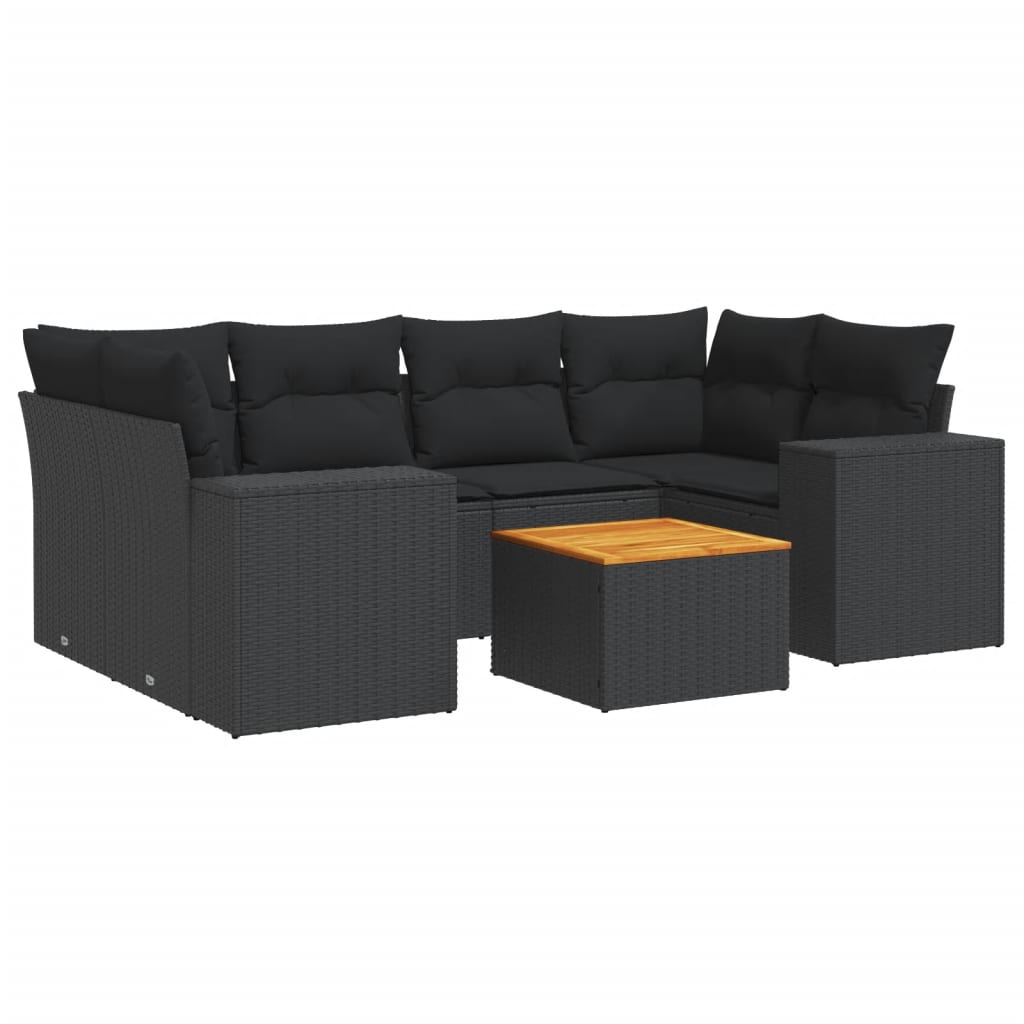Set Divani da Giardino con Cuscini 7pz Nero Polyrattan 3257672
