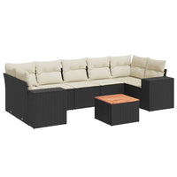 Set Divani da Giardino con Cuscini 8 pz Nero in Polyrattan 3257687