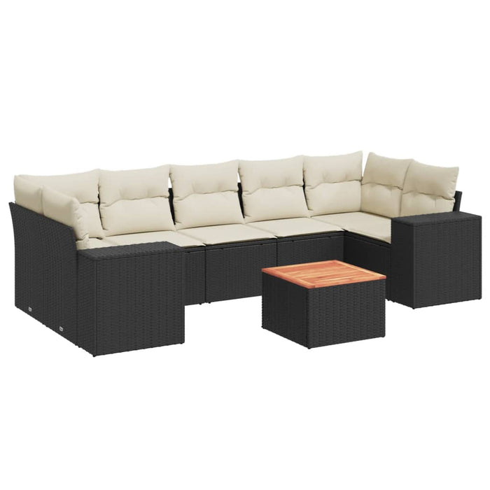 Set Divani da Giardino con Cuscini 8 pz Nero in Polyrattan