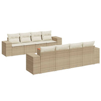 Set Divano da Giardino 9 pz con Cuscini Beige in Polyrattan 3257696