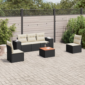 Set Divano da Giardino 6 pz con Cuscini-Sofa da Giardino-Divanetto da esterno Nero in Polyrattan 921448