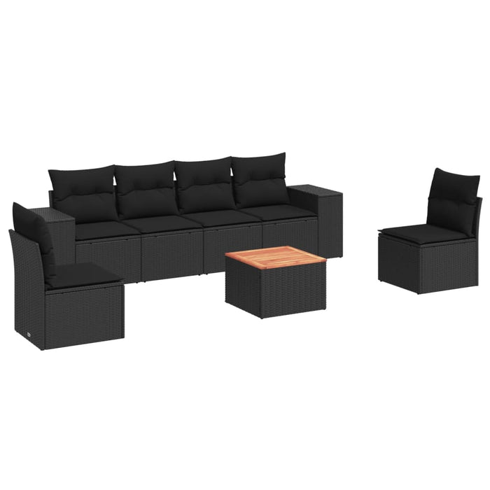 Set Divani da Giardino con Cuscini 7pz Nero Polyrattan 3257721