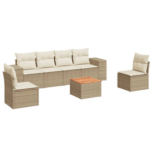 Set Divani da Giardino 7 pz con Cuscini Beige in Polyrattancod mxl 88088