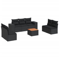 Set Divani da Giardino con Cuscini 8 pz Nero in Polyrattan