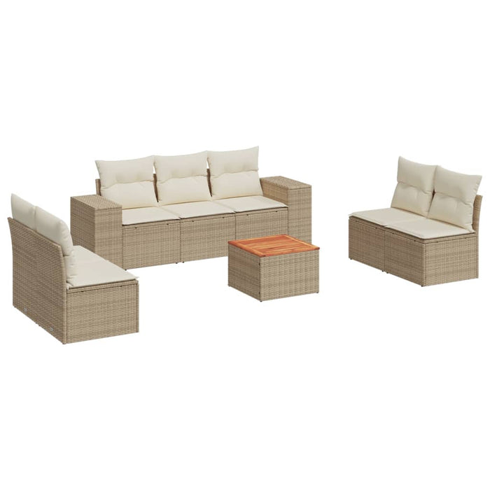 Set Divano da Giardino 8 pz con Cuscini Beige in Polyrattan 3257731