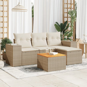 Set Divano da Giardino 5 pz con Cuscini Beige in Polyrattan 3257745