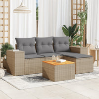 Set Divano da Giardino 5 pz con Cuscini-Sofa da Giardino-Divanetto da esterno Beige in Polyrattan 182634