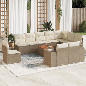 Set Divani da Giardino 11 pz con Cuscini Beige in Polyrattan 3257829