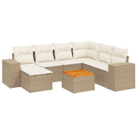 Set Divano da Giardino 8 pz con Cuscini Beige in Polyrattan