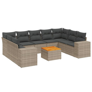 Set Divano da Giardino 10 pz con Cuscini Grigio in Polyrattan 3257922