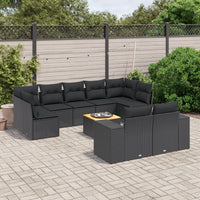 Set Divani da Giardino 10pz con Cuscini in Polyrattan Nero 3257924