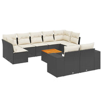 Set Divani da Giardino 10pz con Cuscini in Polyrattan Nero 3257925