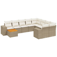 Set Divano da Giardino 10 pz con Cuscini Beige in Polyrattan