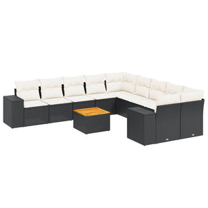 Set Divani da Giardino 11 pz con Cuscini in Polyrattan Nero 3257967