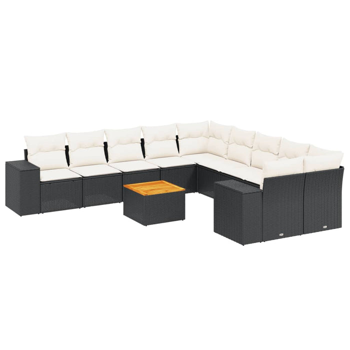 Set Divani da Giardino 11 pz con Cuscini in Polyrattan Nero 3257967