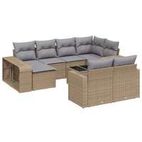Set Divani da Giardino 11 pz con Cuscini Beige in Polyrattan