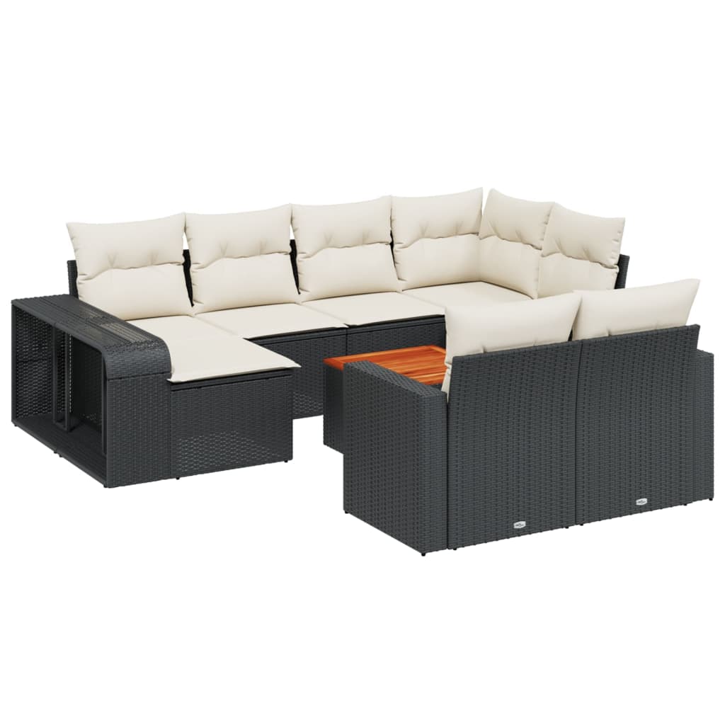 Set Divani da Giardino 11 pz con Cuscini in Polyrattan Nero 3261306