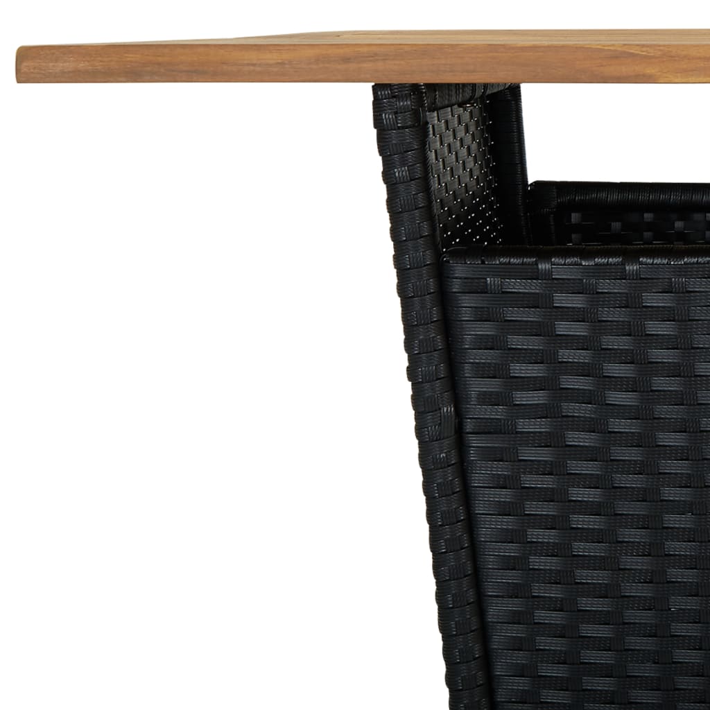 Set Bar da Giardino 3 pz con Cuscini in Polyrattan Nero