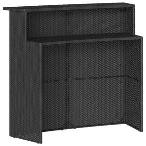 Set Bar da Giardino 3 pz con Cuscini in Polyrattan Nero 3261486