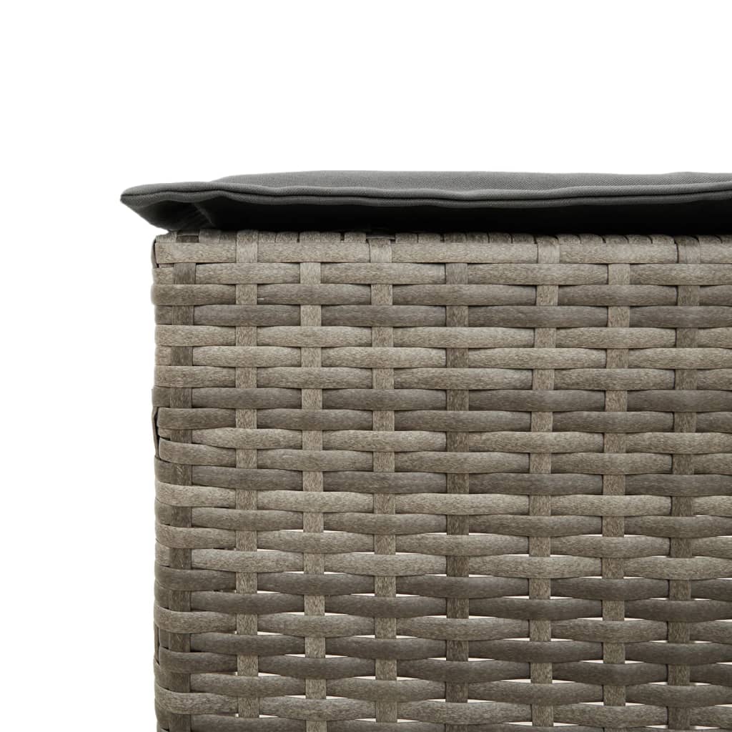 Set Bar da Giardino 3pz con Cuscini Grigio in Polyrattan