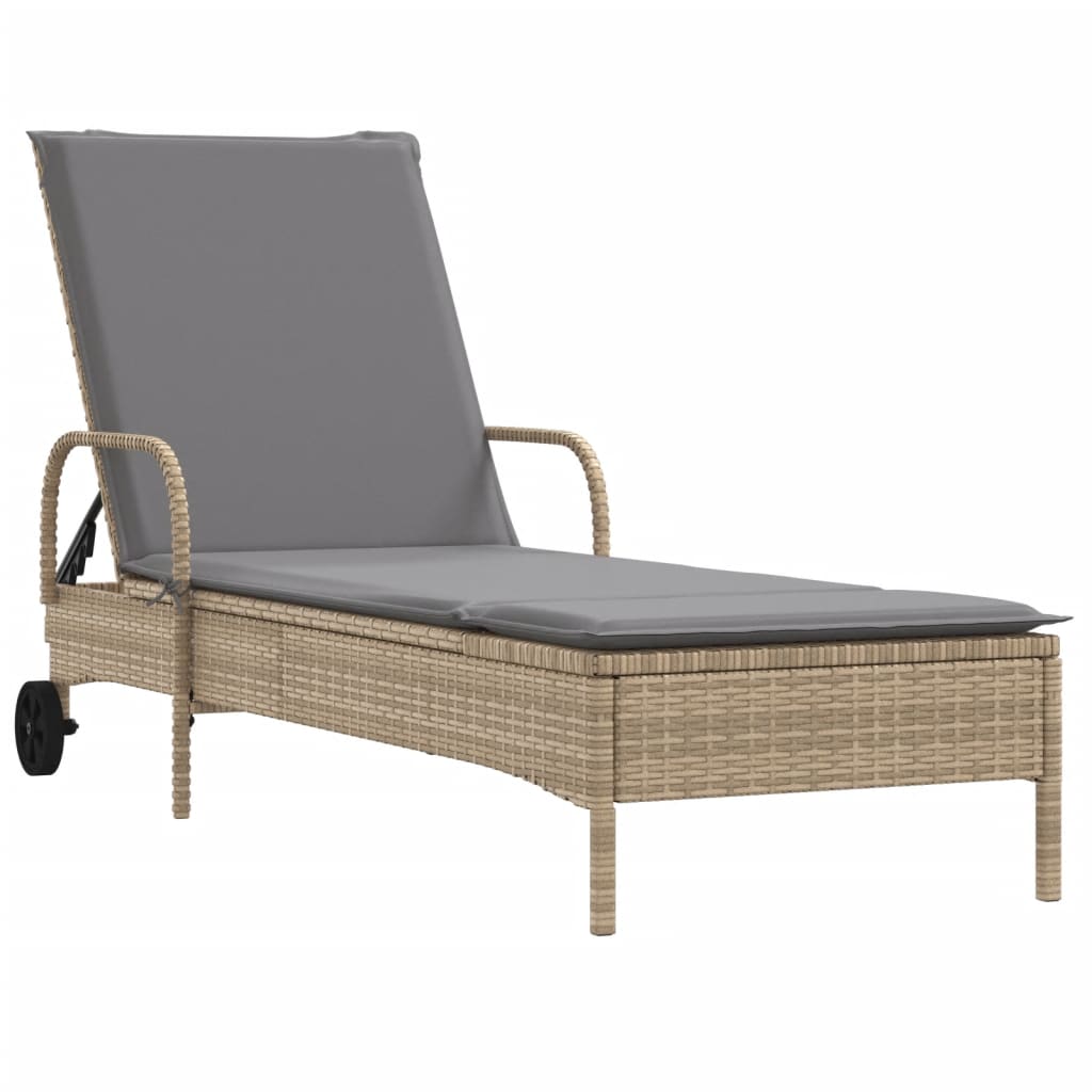 Lettini Prendisole 2 pz con Cuscini Beige in Polyrattan 3261437