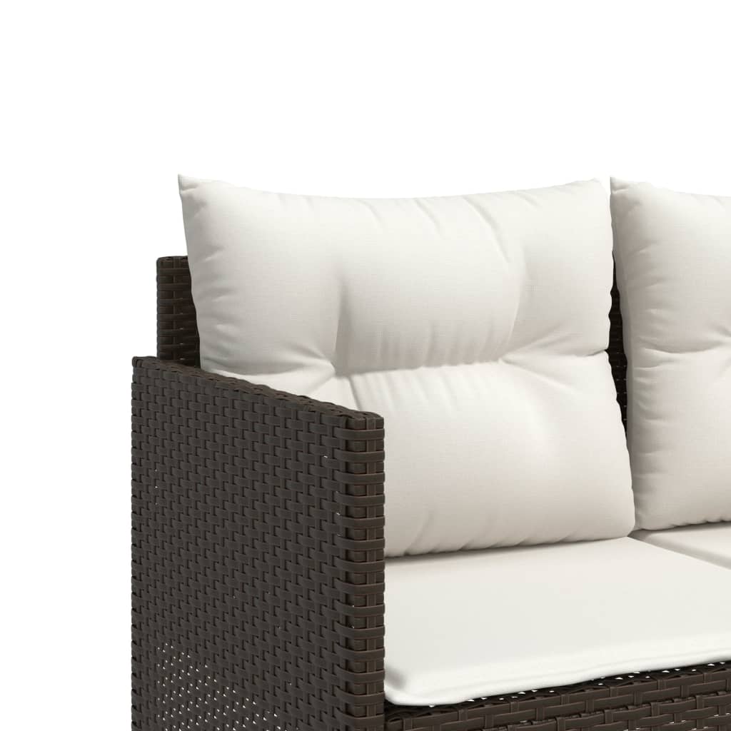 Set Divano da Giardino 5 pz con Cuscini-Sofa da Giardino-Divanetto da esterno Marrone in Polyrattan 662719