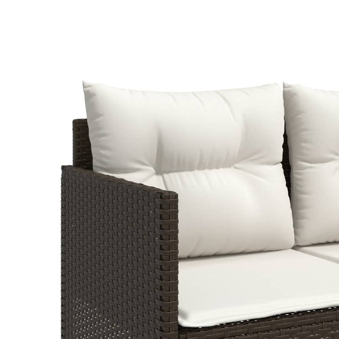 Set Divano da Giardino 5 pz con Cuscini-Sofa da Giardino-Divanetto da esterno Marrone in Polyrattan 662719