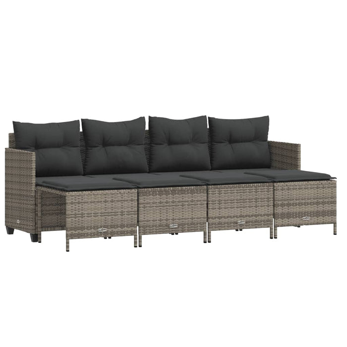 Set Divano da Giardino 5 pz con Cuscini-Sofa da Giardino-Divanetto da esterno Grigio in Polyrattan 613542